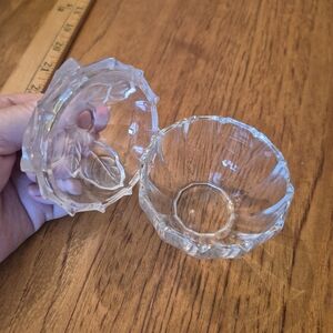Vintage Crystal Glass Trinket Box with Lid Covered Candy Sugar Bowl